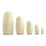 7" Set of 5 DIY Craft Unpainted Blank Wooden Russian Nesting Dolls