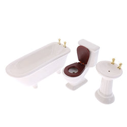 3pcs Mini White Ceramic Bathroom Set for 1:12th Scale Dolls House Furniture