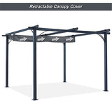 ABCCANOPY 10 x 10 Steel Retractable Pergola Gazebo, Weather-Resistant Rip-Lock Canopy for Your Patio Garden Yard, Dark Gray