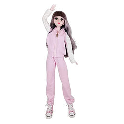 EVA BJD 1/3 SD Doll 22 inch Ball Jointed Dolls with Sportswear Hair Shoes and Makeup Pink Fitness Girl Doll