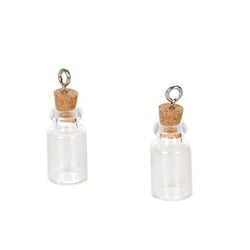 Bulk Buy: Darice DIY Crafts Glass Bottle Charm with Cork Stopper 22mm 2 pieces (3-Pack) 1956-44