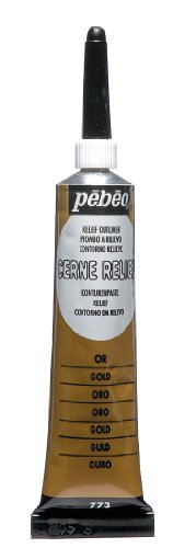 Pebeo Vitrail Stained Glass Effect Cerne Relief 20-Milliliter Tube with Nozzle , Gold