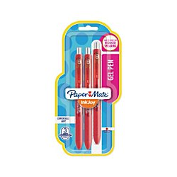 Paper Mate(R) InkJoy(TM) Retractable Gel Pens, Medium Point, 0.7 mm, Black Barrels, Red Ink, Pack