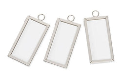 Darice 3 Piece Rectangle Frame Charms with hang loop, Antique Silver