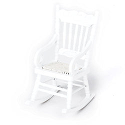 NUOLUX Dollhouse Miniature Furniture Wooden Rocking Chair (White)