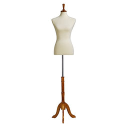 SONGMICS Female Mannequin Torso Body Form with Adjustable Tripod Stand, Medium Size 6-8, 34" 26" 35", for Clothing Dress Jewelry Display Photography Beige UMDF01BE