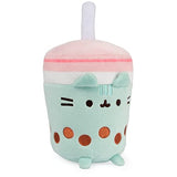 GUND Pusheen Boba Tea Cup Plush Cat Stuffed Animal for Ages 8 and Up, Green/Pink, 6”