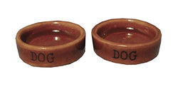 Melody Jane Dollhouse 2 Stone Dog Food Bowl Water Dish Miniature Pet Accessory 1:12 Scale
