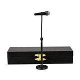 8-13cm Adjustable Miniature Microphone Mini Musical Instrument Mini Replica Model for 1:12 Action Figures Dollhouse Accessories Display Ornaments Home decoration (Black, (adjustable) 3.15"-5.12")