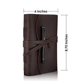 Leather Journal Lined Paper A5 Leather Bound Journal Gift Set Large 8.75 x 6-inch Vintage Writing Notebook for Men & Women Unique Travel Diary Luxury Writers Pen