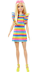 Barbie Doll, Kids Toys and Gifts, Blonde with Braces and Rainbow Dress, Barbie Fashionistas, Clothes and Accessories
