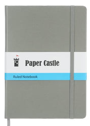 [Paper Castle] 240 Pages Thick Lined Journal Notebook, Hardcover – 5.7 x 8 Inch, 100 gsm Premium Thick Paper with Fine Inner Pocket (Grey)