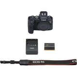 Canon EOS R6 Mirrorless Digital Camera (Body Only) Bundle + EOS R Adapter, 128GB High Speed Memory & Accessory Kit