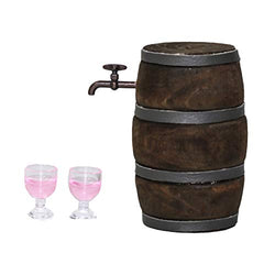 1:12 Miniature Red Wine Barrel Cute Wooden Dollhouse Accessories for Home,Perfect DIY Dollhouse Toy Gift Set C