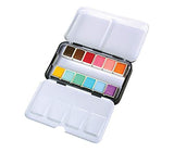 Mungyo Professional Half Pan Size Water Colors Set in Tin Case/Integral Mixing Palette in The lid (Pastel Tone 12 Colors)