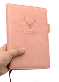 Yansanido Super Thick Notebook Pink HardCover 360 Pages Ruled Journal Notebook A5/ 5.7x8.3 inch Leather Cover Classic Notebook with Pen Loop (Pink)