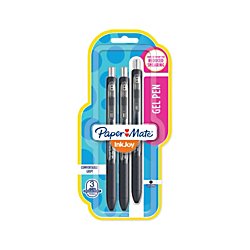 Paper Mate(R) InkJoy(TM) Retractable Gel Pens, Medium Point, 0.7 mm, Black Barrels, Black Ink, Pack
