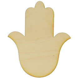 Unfinished Hamsa Wood Cut Out Available in a Variety of Sizes and Thicknesses (1/8” Thickness, Small 4.1" x 5" (Package of 10))