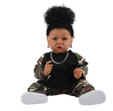 Reborn Baby Dolls Black Silicone Full Body22 inches Girl Doll with Real African American Doll Weighted Newborn Dolls Gift Set