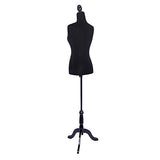 Women Mannequin, Half-Length Foam & Brushed Fabric Female Dress Form Mannequin Body with Black Tripod Stand for Clothing Display