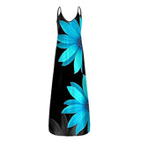 Ruziyoog Women Casual Summer Maxi Dress V Neck Spaghetti Strap Bohemian Floral Print Sundress Sleeveless Loose Beach Dresses