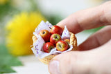 Apples Fruits 1:12 Miniature Food For Dolls, Dollhouse 8 Pcs in the Basket
