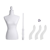 Knocbel Female Dress Form Pinnable Mannequin Body Torso Adjustable Up to 63" Height with Wood Tripod Base Stand (White)