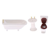 freneci 3 Pieces Dollhouse Bathroom Furniture Miniatures Accessories White Porcelain