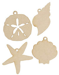 Unfinished Wooden Christmas Ornaments - 24-Pack Paintable Blank Xmas Tree Hanging Wood Slices for