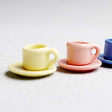 Blackzone 15Pcs/Set Dollhouse Ornaments,1/12 Solid Color Mini Teapots Cup Coaster Tea Set Multicolor