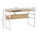 HOMCOM Drafting Table, Adjustable Drawing Desk, Multifunctional Writing Desk with 15-Level Tiltable Tabletop and Storage Shelf for Home Office, Natural