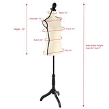 DRDINGRUI Female Mannequin Torso with Stand, Height Adjustable from 52'' to 67'' Dress Form with Tripod Base for Dress Jewelry Display (Beige)