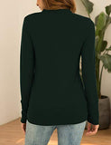 Traleubie Women's Long Sleeve V-Neck Button Down Knit Open Front Cardigan Sweater Dark Green M