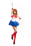 OURCOSPLAY Women's Sailor Moon Tsukino Usagi Adult Cosplay Costume 7 Pcs Set (Women L) Blue,White