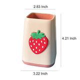 Cute Pen Holder For Desk, Pencil Pen Cup Holder For Desk kids, Home Accessory Office Storage Women Makeup Brush Organizer Lovely (Strawberry)