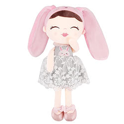 Soft Plush Doll 15'' Bunny Doll for Girls Rabbit Stuffed Animal Rag Doll for Baby Girl with Gift Bag, Doll for Kids - Pink