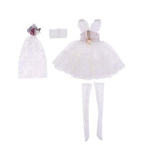SM SunniMix Fashion Evening Party Dress Skirt Lace Stockings Socks Headwear 1/4 BJD SD Dolls Clothes Accessories