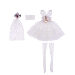SM SunniMix Fashion Evening Party Dress Skirt Lace Stockings Socks Headwear 1/4 BJD SD Dolls Clothes Accessories