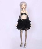 Black Dress Skirt Top Sock Cloth for 1/4 BJD 45 cm Doll