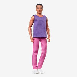 Ken Doll, Barbie Looks, Black Hair, Color Block Outfit, Purple Mesh Top with Pink Pants, Style and Pose, Fashion Collectibles