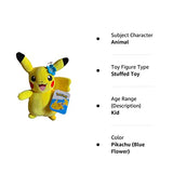 Pokemon 8 Inch Plush Officially Licensed Stuffed Animal Super Soft Cuddly Toy Kids (Pikachu (Blue Flower))