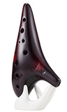 L'MS Professional 12 Hole Alto C Ocarina Ceramic Masterpiece Collectible Woodwind Instruments Flute (Painting-Wine)