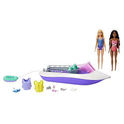 Barbie Mermaid Power Playset with 2 Barbie Dolls & 18-inch Floating Boat with See-Through Bottom, 4 Seats & Accessories, Toy for 3 Year Olds & Up