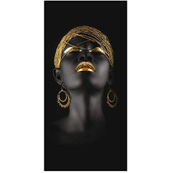 African Black Gold Woman Art Paintings Wall Art Posters and Prints Black Canvas Pictures Home Decor Stretch and Frame