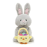 GUND Amazon Exclusive Easter Bunny with Basket, Gray, 10"