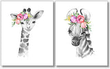 Safari Animals Wall Art Prints - Nursery Decor - Set of 4-8x10 - Unframed - Watercolor