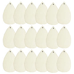 50 Pieces Unfinished Blank Wood Teardrop Earring Pendant for Christmas Tree Decoration, Jewelry Supplies and DIY Making(Large, 1.92 x 3.03 inch)