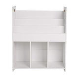 Mind Reader KBOOKORG-WHT Wood Shelf & Cubby, Toy, Kids Storage, Book Shelf & Toy Bin Organizer, White