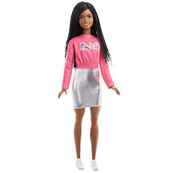 Barbie It Takes Two Barbie “Brooklyn” Roberts Doll (Braided Hair) Wearing Pink NYC Shirt, Metallic Skirt & Shoes, Gift for 3 to 7 Year Olds