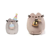 GUND Pusheen Birthday Cake Plush Stuffed Animal Cat, 9.5" & Pusheen Snackables Sushi Chopsticks Plush Stuffed Animal Cat, 9.5"